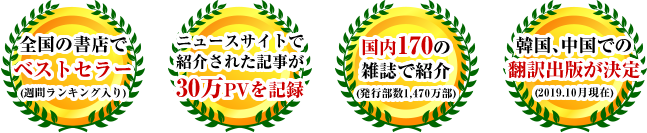 全国の書店でベストセラー、ニュースサイトで紹介された記事が30万PVを記録、国内170の雑誌で紹介、韓国・中国での翻訳出版が決定
